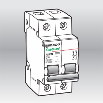 Cầu Dao MCB 2P 4.5kA dòng định mức 6-63A Vanlock (Sino)